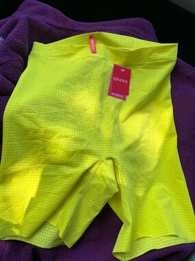 SPANX Neon Yellow Perforated Smooth Shaping Shorts